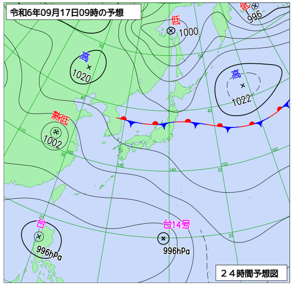 24時間天気予想図