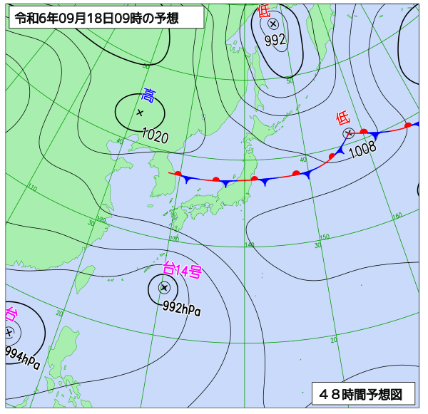 48時間天気予想図