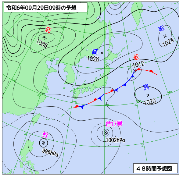 48時間天気予想図