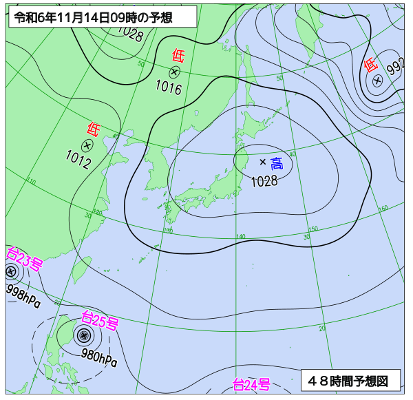 48時間天気予想図