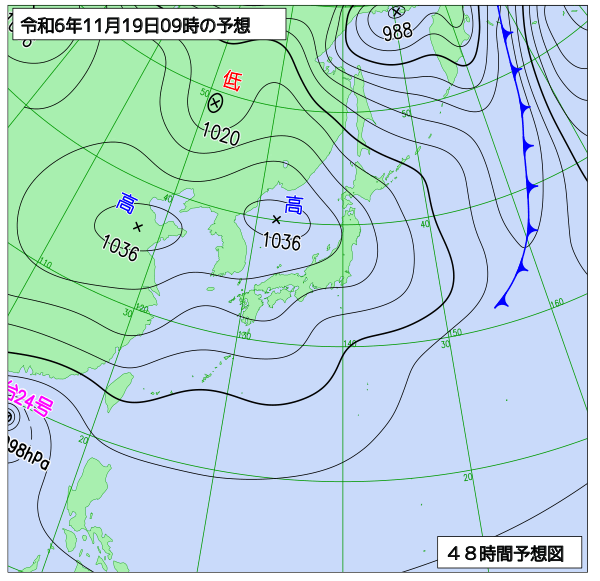 48時間天気予想図