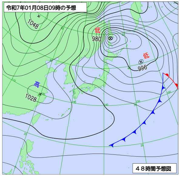 48時間天気予想図