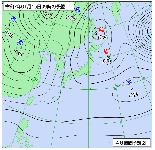 48時間天気予想図