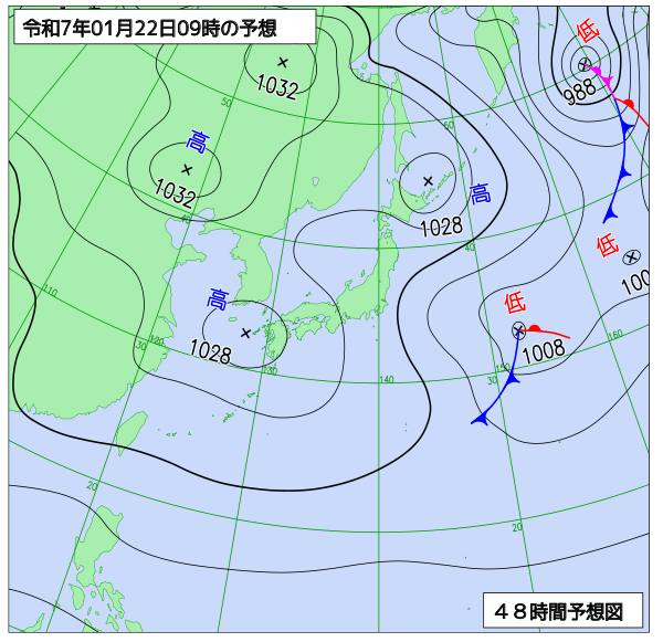 48時間天気予想図