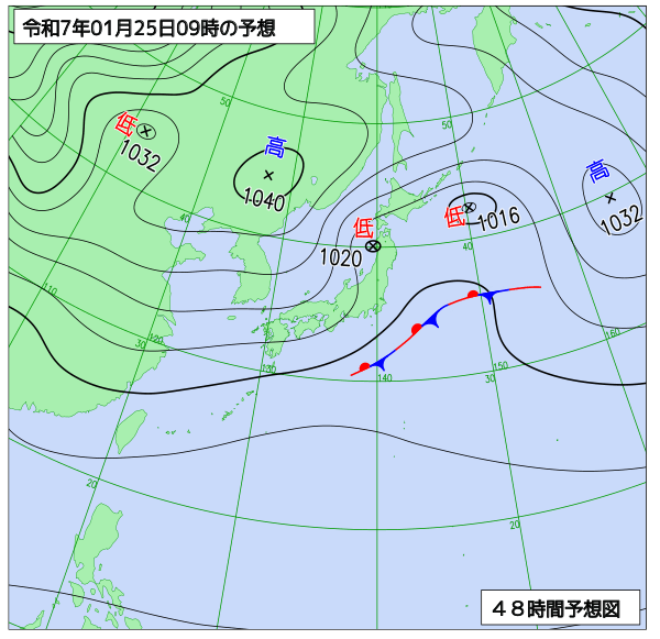 48時間天気予想図