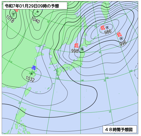 48時間天気予想図