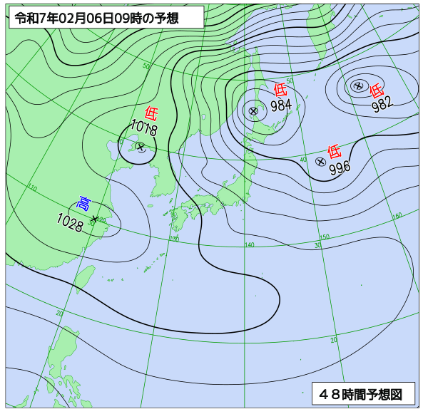 48時間天気予想図