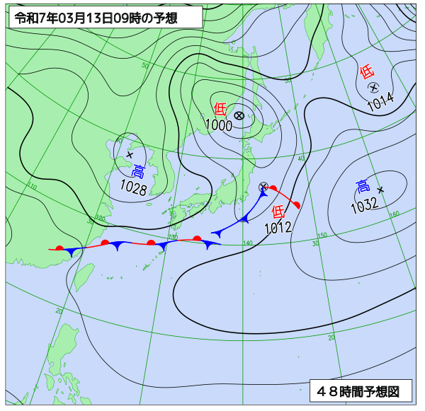 48時間天気予想図