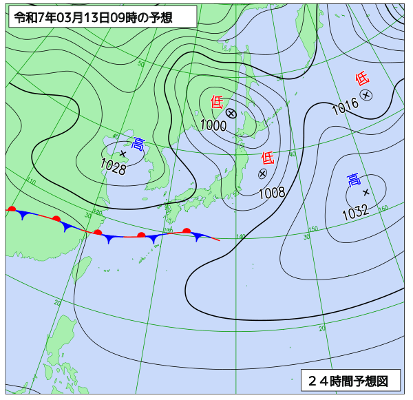 24時間天気予想図